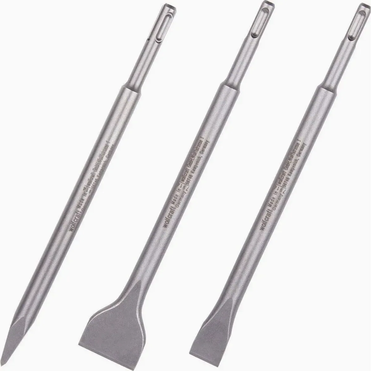 Wolfcraft Meißel-Set 250 mm, 3-teilig, SDS-plus, hohe Schneidenbreiten