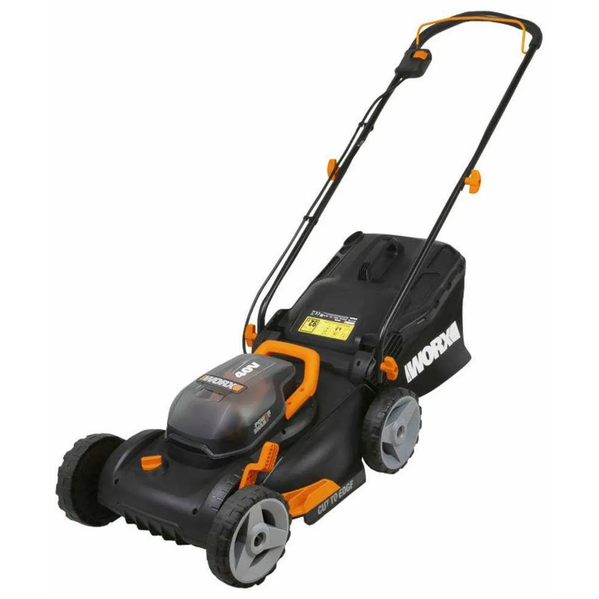 Worx WG743E Akkurasenmäher, 40 cm Schnittbreite, 40V mit 2x4Ah Akkus — leistungsstark, leise, vielseitig