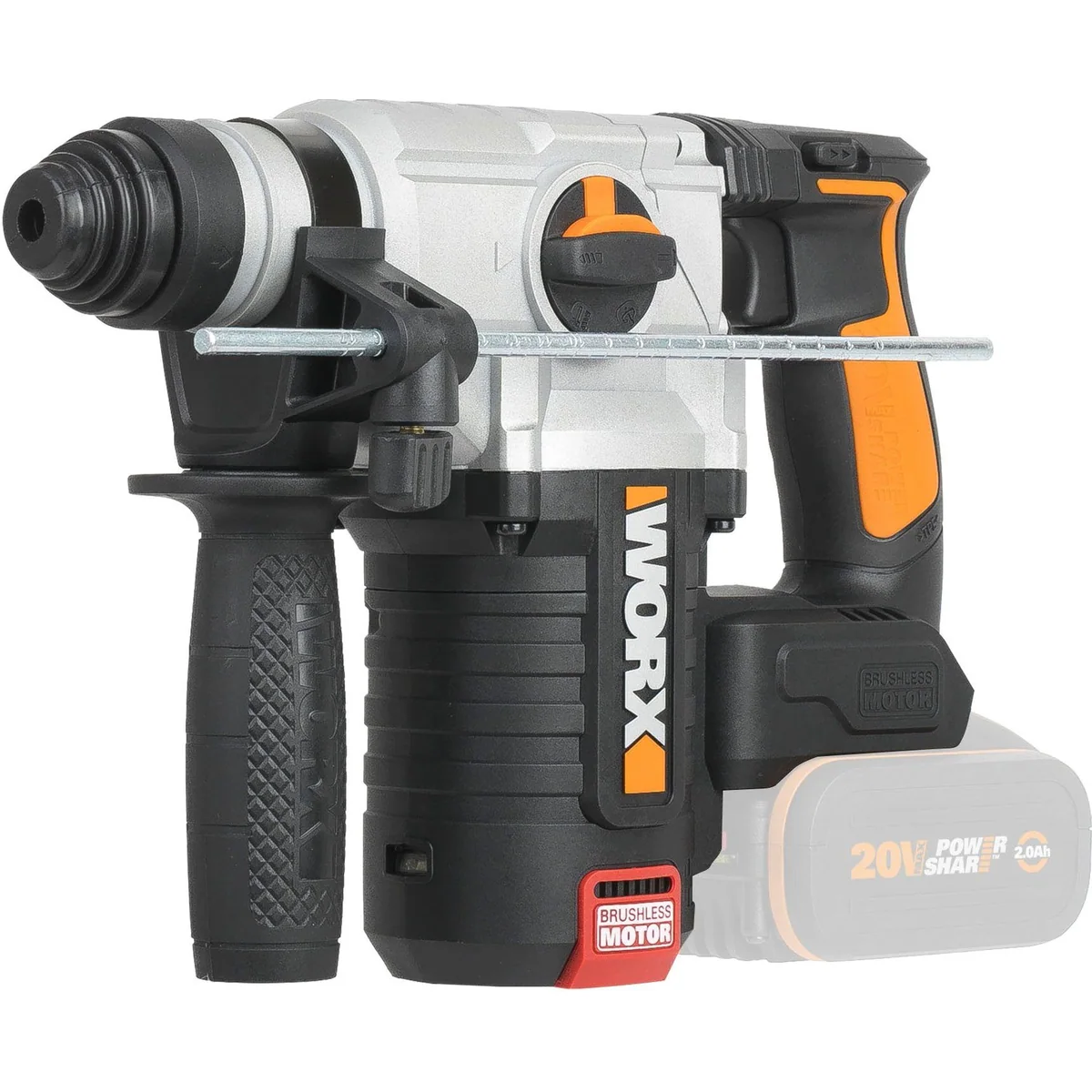 Worx WX380.9 Akku-Bohrhammer, 3-in-1 Funktion, bürstenloser Motor — 2,2J Schlagenergie, 1210 U/min