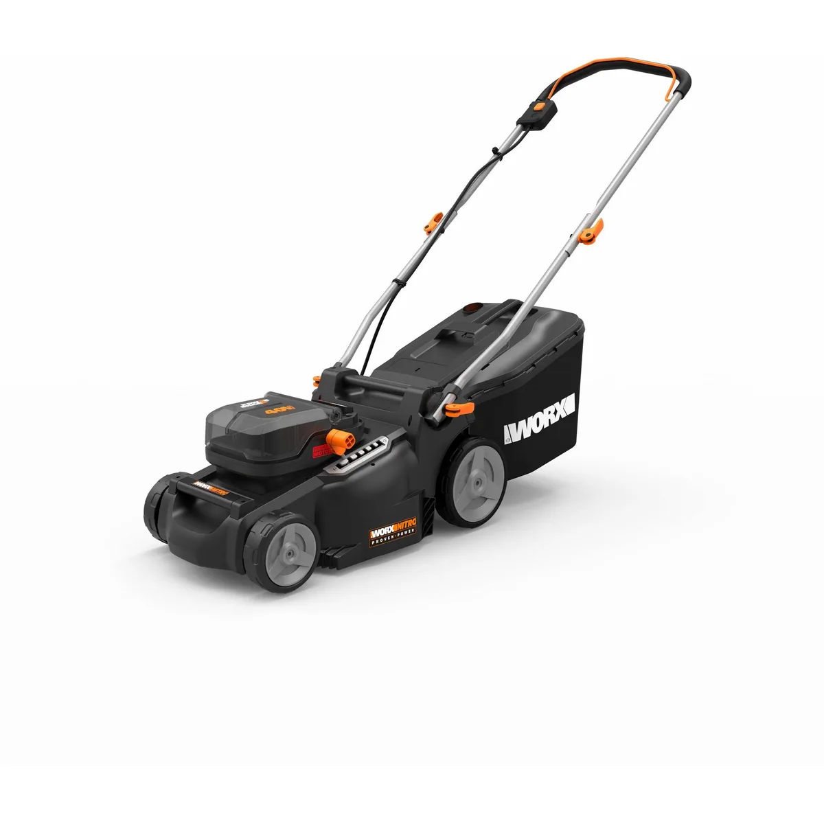Worx WG737E Nitro Akkurasenmäher, 37 cm Schnittbreite, 6 Schnitthöhen, 2 Akkus inkl. Ladegerät