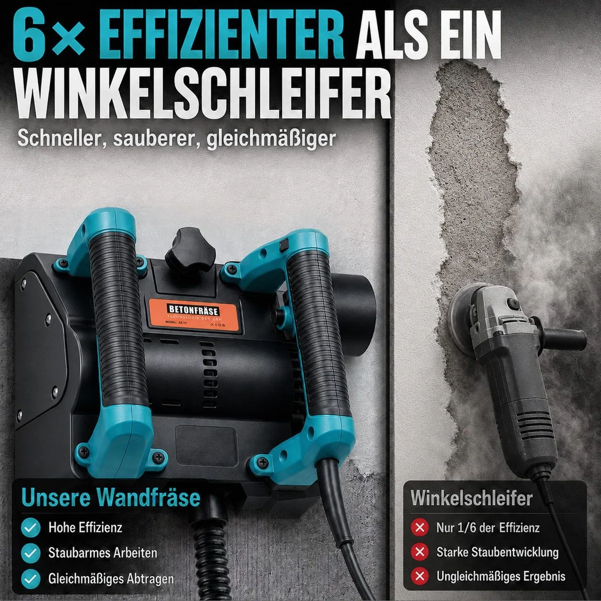 XIIW Akku-Winkelschleifer, 1600W Leistung, präzise Tiefeneinstellung, kabelloser Betrieb 2