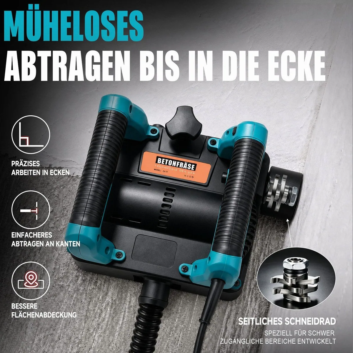 XIIW Akku-Winkelschleifer, 1600W Leistung, präzise Tiefeneinstellung, kabelloser Betrieb 3