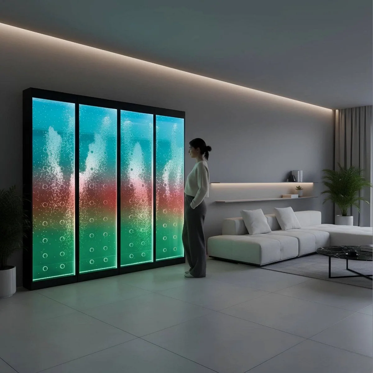Xlmoebel Zierbrunnen Wasserfall-Wand, moderne LED-Beleuchtung, entspannendes Ambiente 3