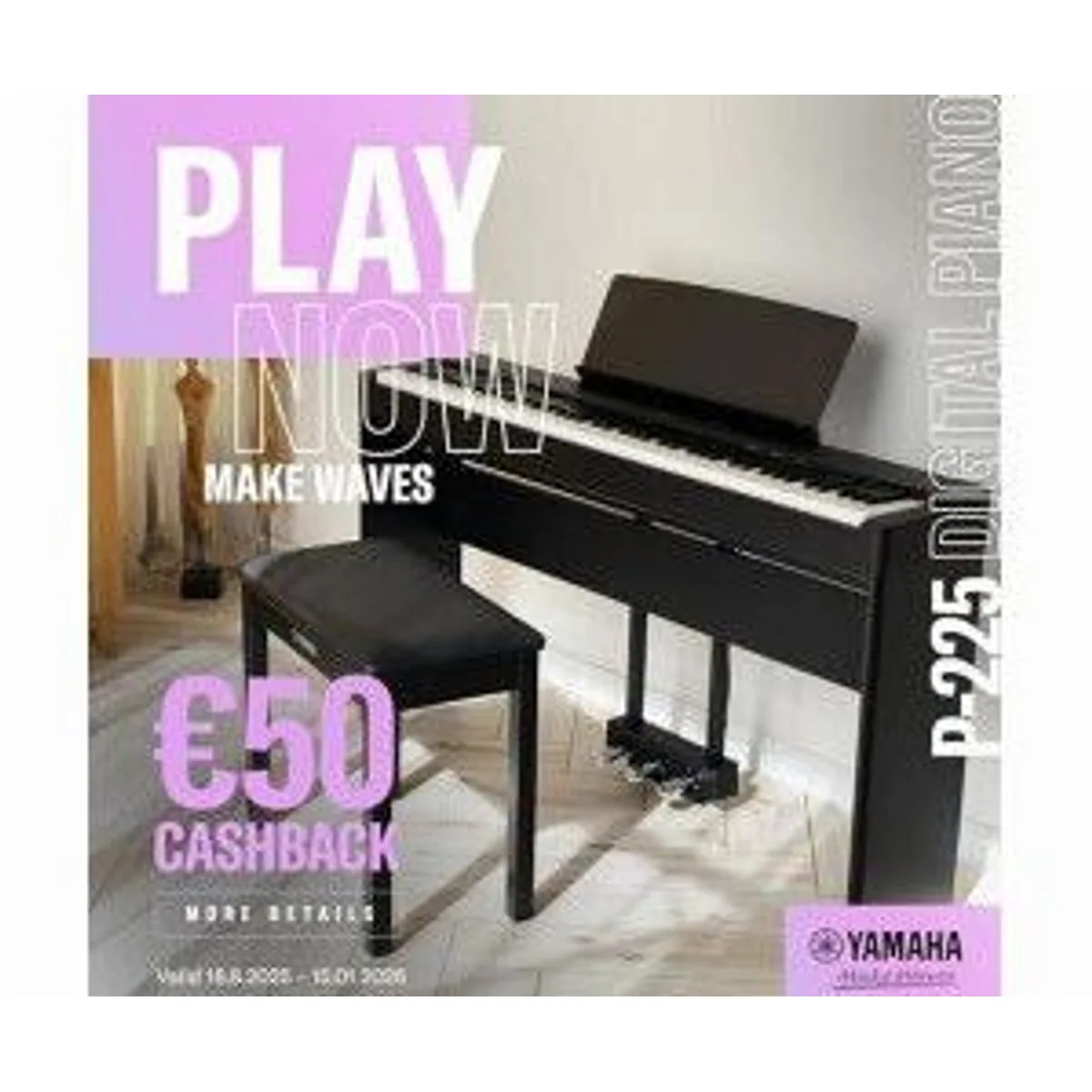 Yamaha P-225 Digital Piano, authentischer Klang, kompakte Bauweise, moderne Funktionen 3