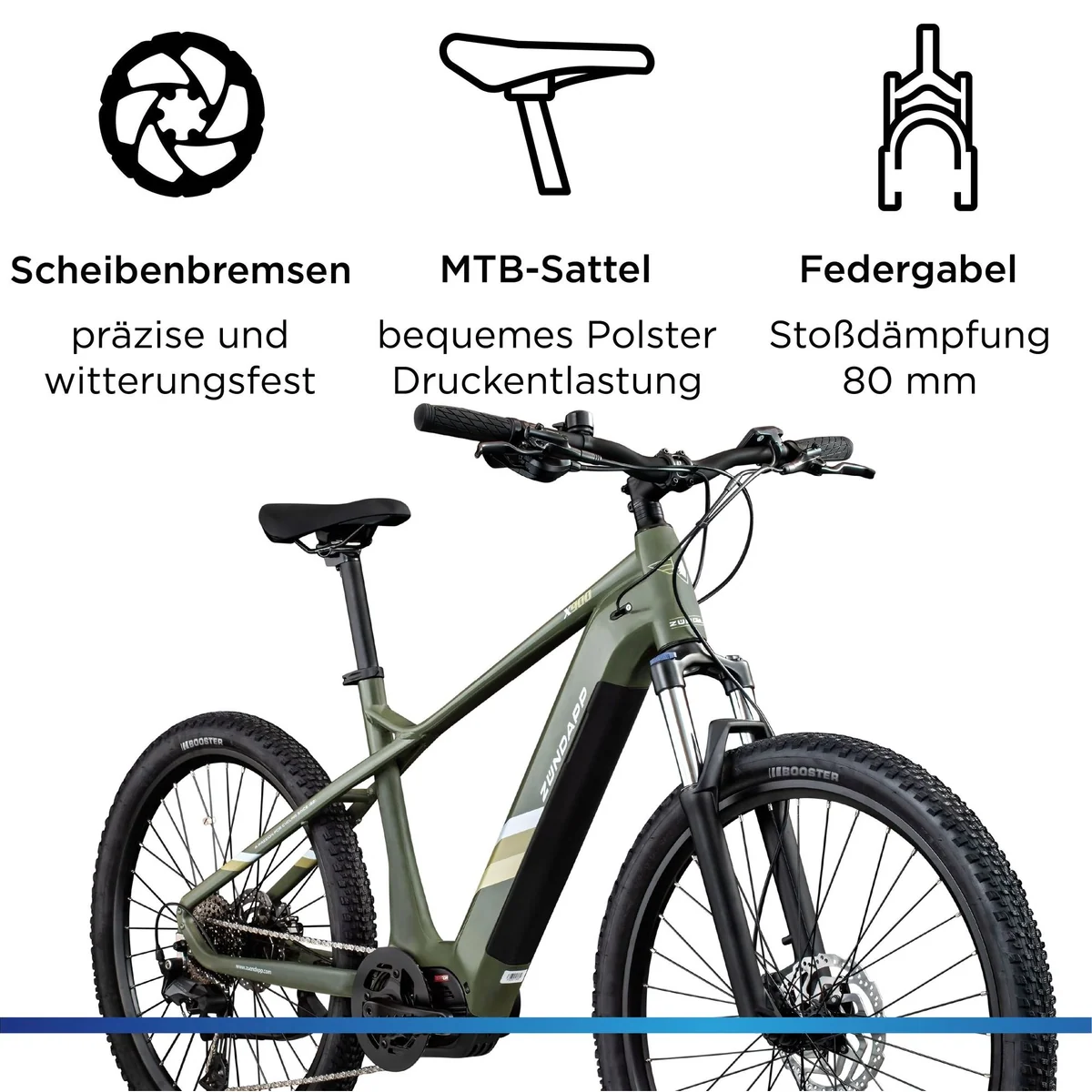 Zündapp X900 E-Bike Mountainbike, leistungsstarker Mittelmotor, 10-Gang Shimano Schaltung 4