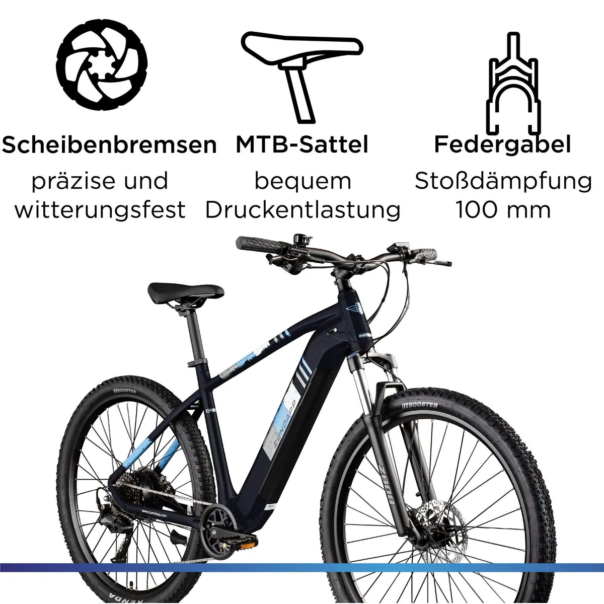 Zündapp Z808 E-Bike Mountainbike, 10-Gang Shimano Deore, 550 Wh Akku — für Stadt und Gelände 4
