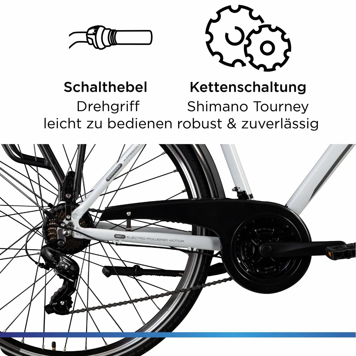 Zündapp Z802 E-Bike Trekkingrad, 536 Wh Akku, 21-Gang Shimano Schaltung, Heckmotor 5