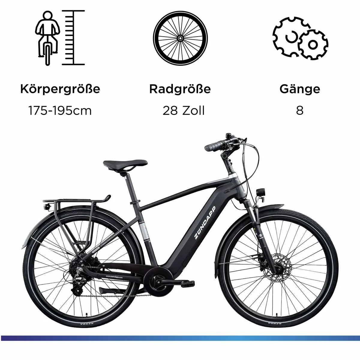 Zündapp Z810 Trekking E-Bike, 8 Gang Shimano Altus, 550 Wh Akku, komfortable Ausstattung 3