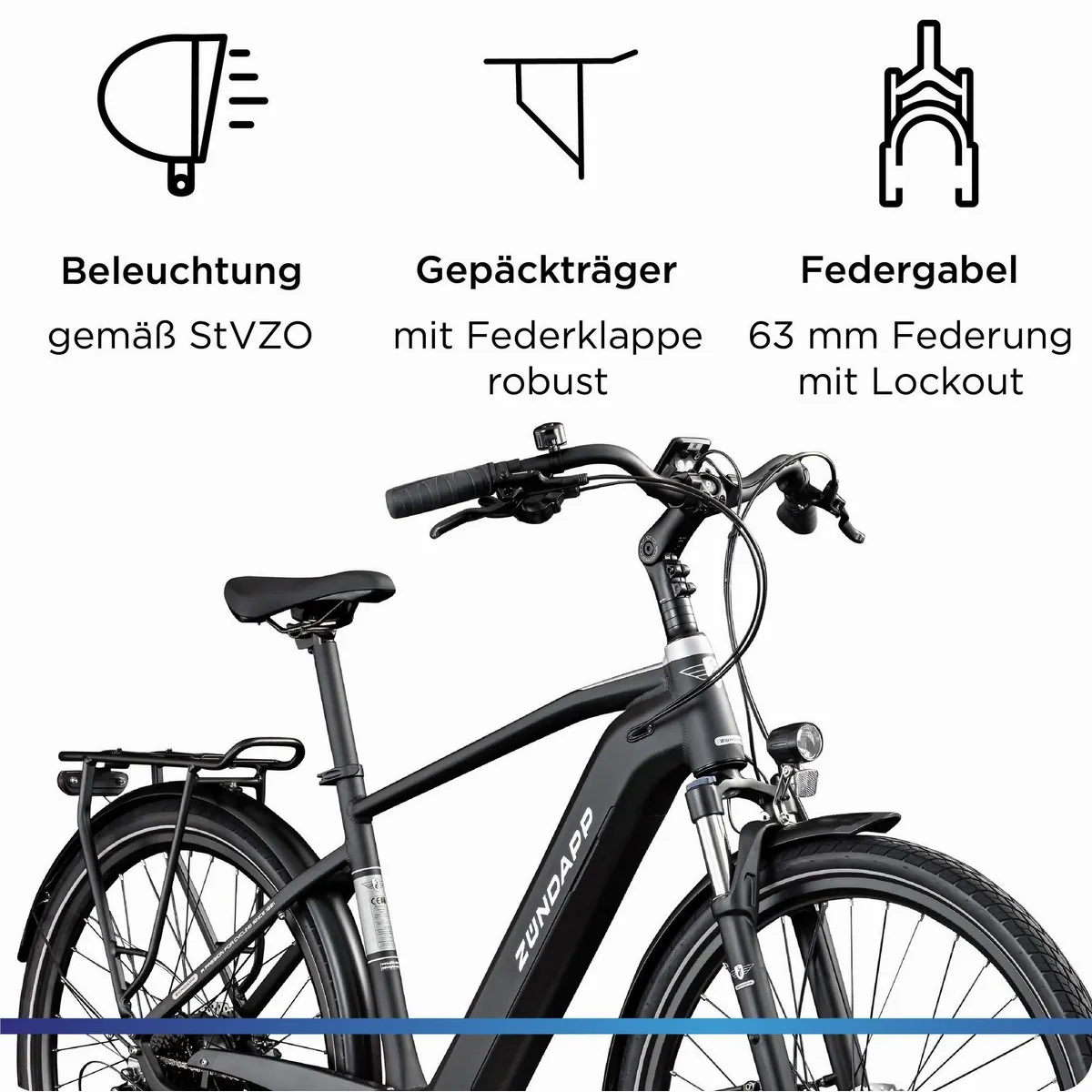 Zündapp Z810 Trekking E-Bike, 8 Gang Shimano Altus, 550 Wh Akku, komfortable Ausstattung 4