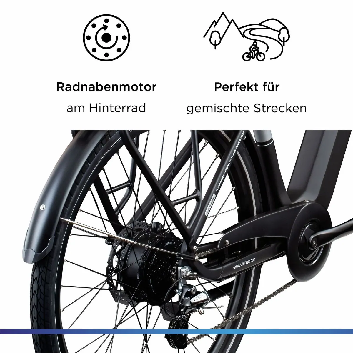 Zündapp Z810 Trekking E-Bike, 8 Gang Shimano Altus, 550 Wh Akku, komfortable Ausstattung 5